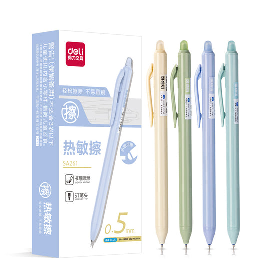 Deli Erasable Gel Pen 0.5mm – Black/Blue Ink