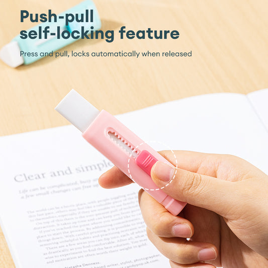 Deli EH312 Retractable Pencil Eraser Student Eraser School Supplies With TPR Handle