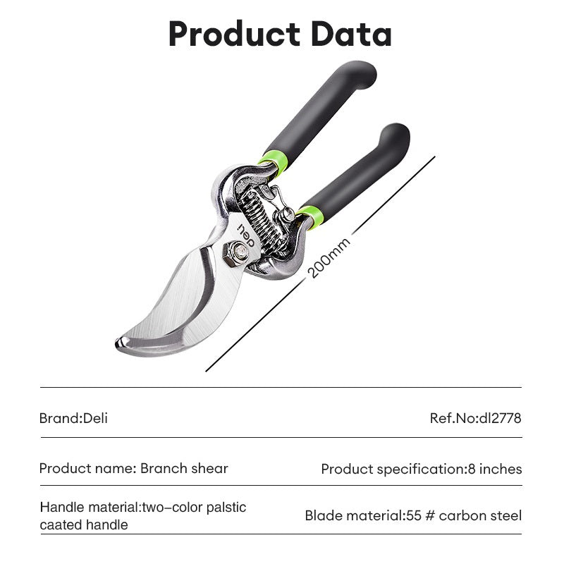 Deli tool 8" Garden Shears Professional High Carbon Steel Scissors Pruning Shears