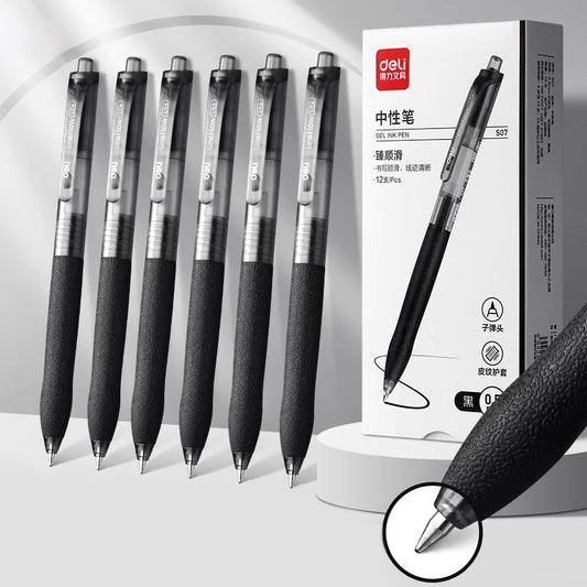 Deli Smooth Press Gel Pen 0.5mm Bullet S07 -12 PCS