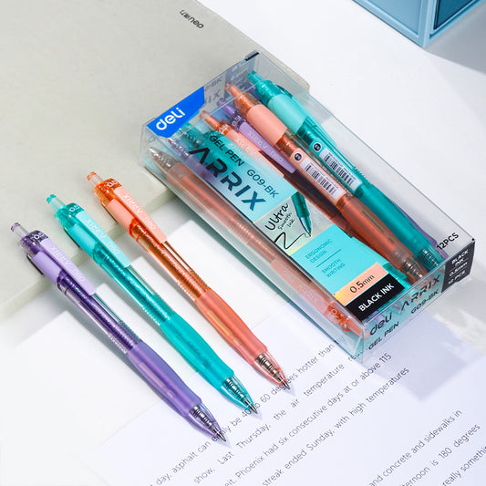 Deli 0.5mm Gel Pen Set – Smooth Writing (Black/Blue Ink, Random Color Body)
