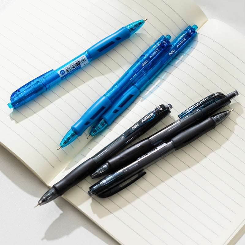 Deli 0.7mm Press Ballpen Black/Blue Ballpoint Pen For Writing Office School Supplies EQ17