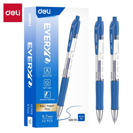 Deli 0.7mm Push Ballpoint Pen-ballpoint Pen Bullet Tip EQ60