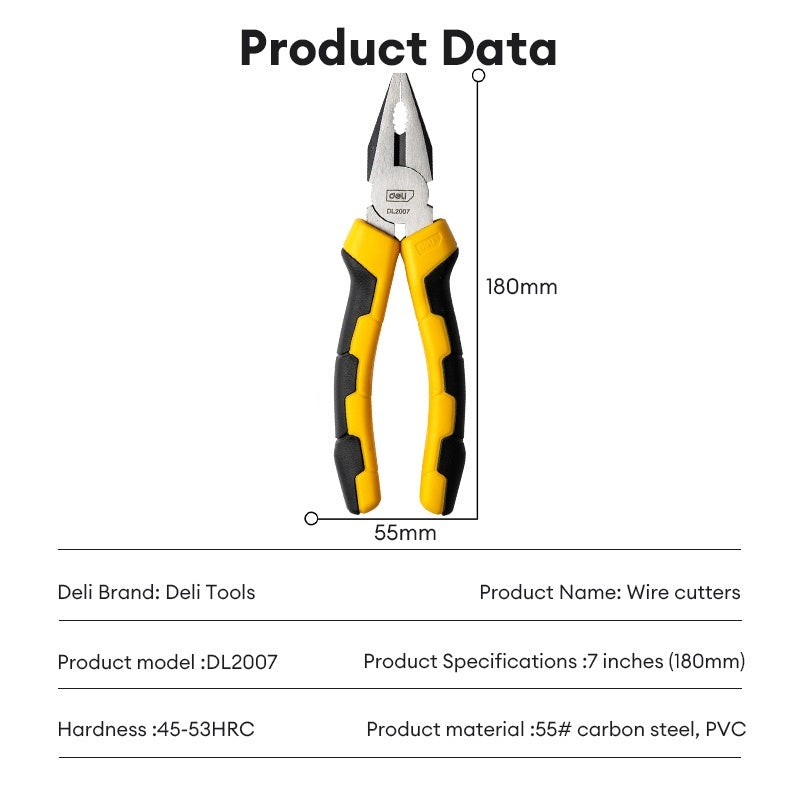 Deli Tools Pliers Set 6"/ 7" Long Nose Plier Heavy Duty Plier Multi-functional Cutter Tool Set