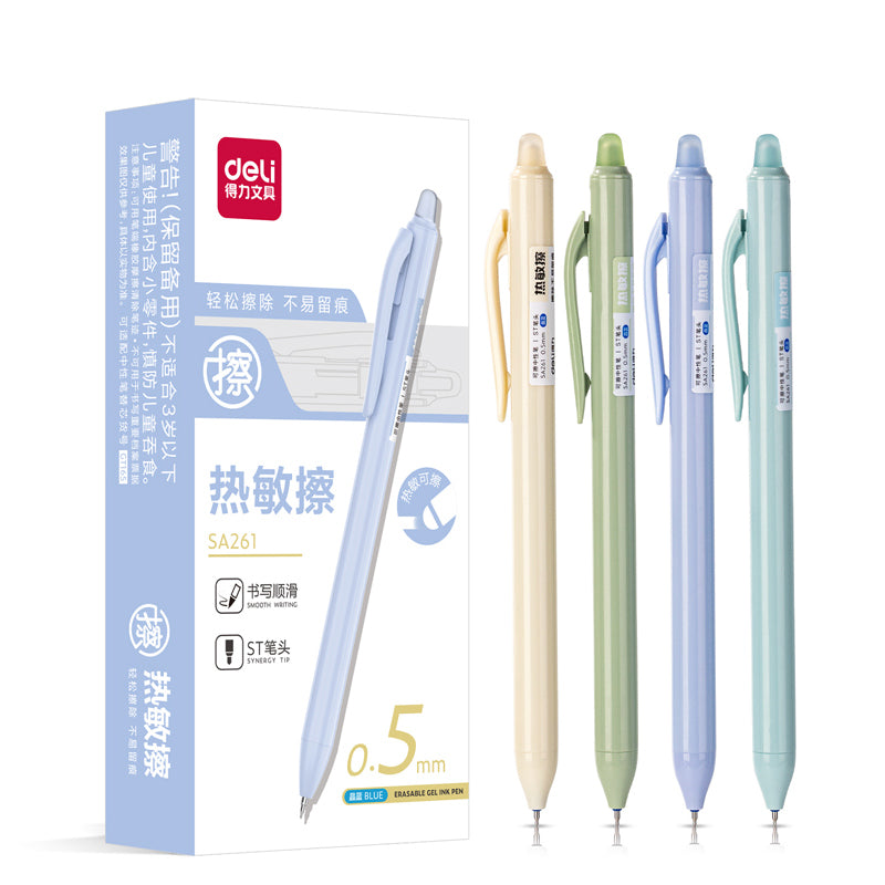 Deli Erasable Gel Pen 0.5mm – Black/Blue Ink