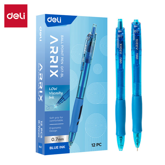Deli 0.7mm Press Ballpen Black/Blue Ballpoint Pen For Writing Office School Supplies EQ17