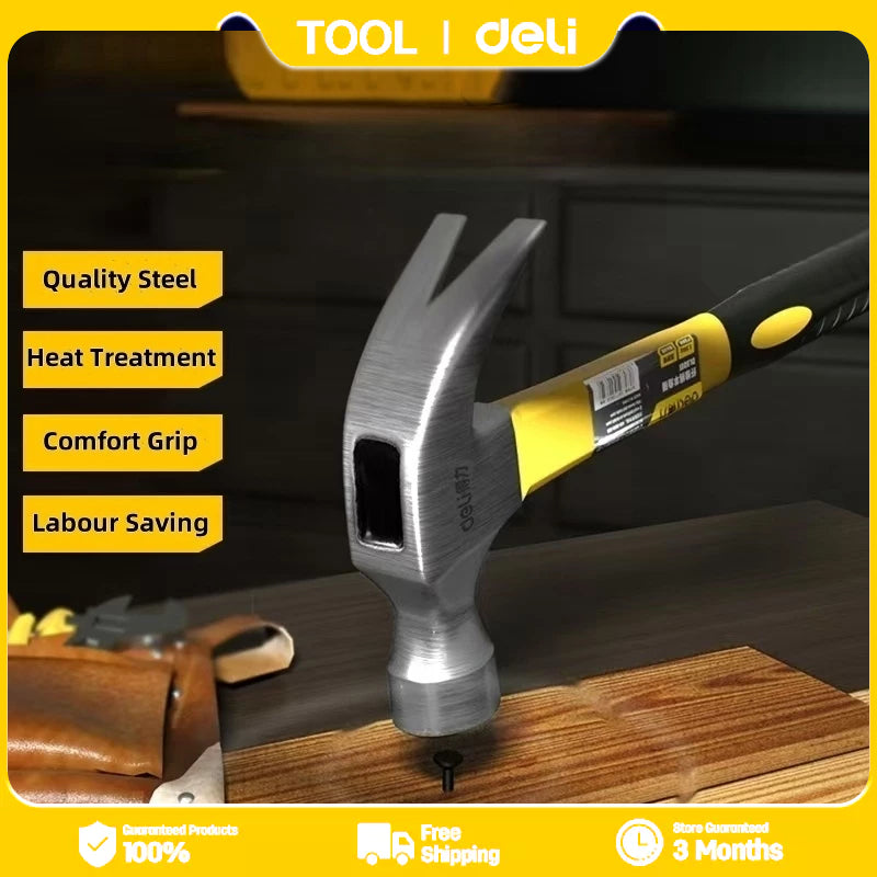Deli Tools 16Oz Hammer Claw Heavy Duty Handle Non Slip Durable Portable Mallet Multi-function