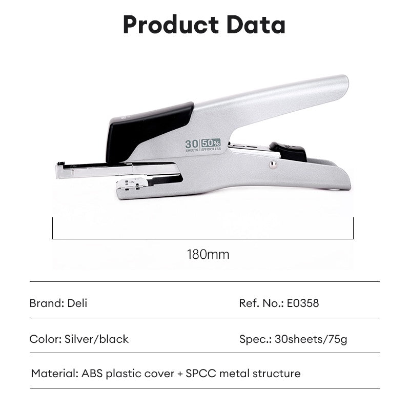 Deli Effortless Plier Stapler Heavy Duty Stapler School Office Supplies