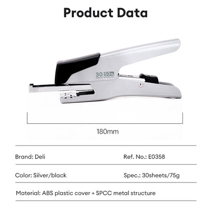 Deli Effortless Plier Stapler Heavy Duty Stapler School Office Supplies