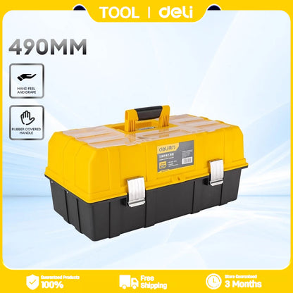Deli Folding Toolbox 17-inch Three-layer PP Plastic Tool Storage Box