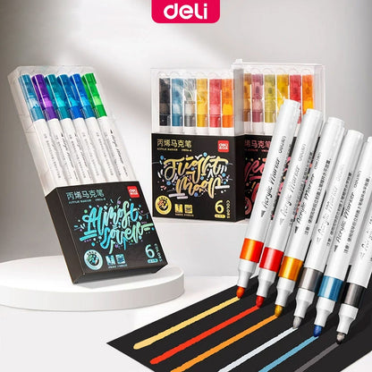 Deli 6 Colors Highlighter Marker Set Painting School Supplies HM114