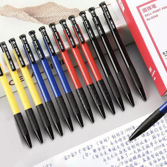 Deli Ballpoint Pen 0.7mm Smooth Writing Ballpen Black/Blue/Red Color Office Pens 6546