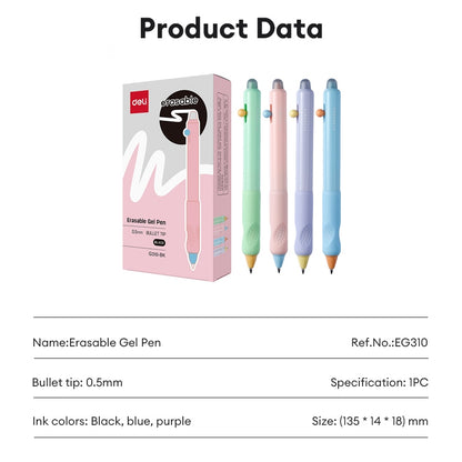 Deli 0.5mm Press Erasable Gel Pen Bullet Tip EG310 Precision Meets Effortless Correction