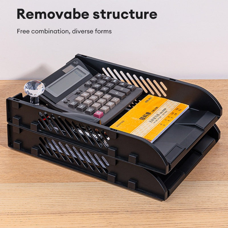 Deli 2-3 Layer A4 Paper File Holder Storage Box -Office Stationery Organizer