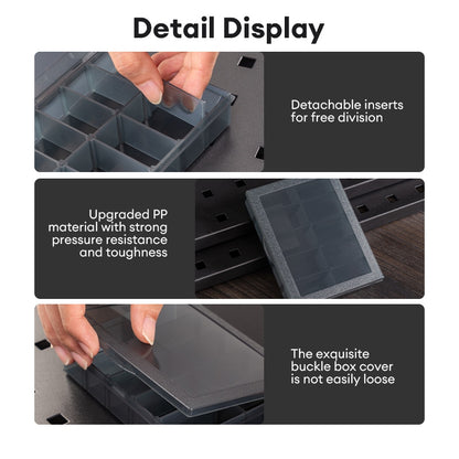 Deli Tools Black 10 Grids Parts Boxes Detachable Grid Storage Box Compartment PP Plastic Organizer