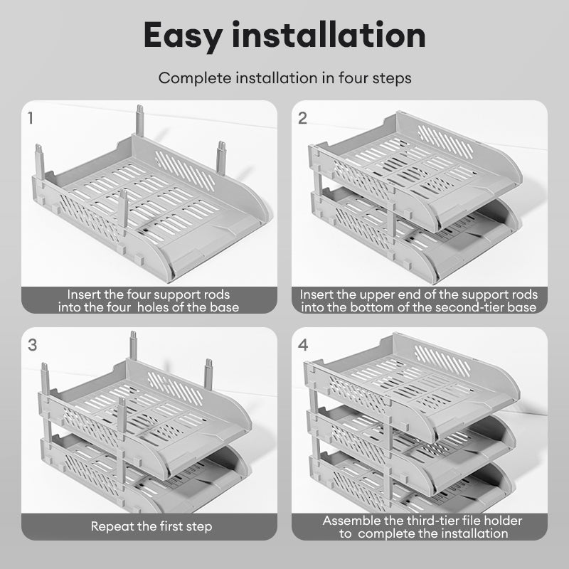 Deli 2-3 Layer A4 Paper File Holder Storage Box -Office Stationery Organizer