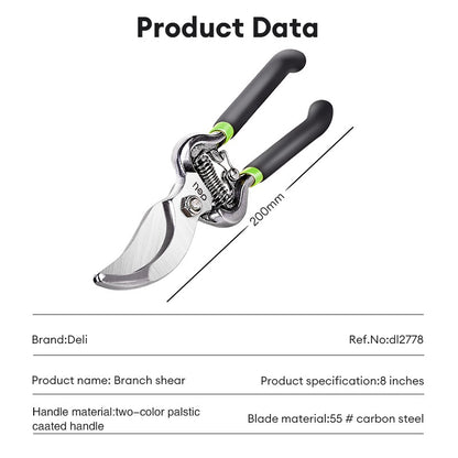 Deli tool 8" Garden Shears Professional High Carbon Steel Scissors Pruning Shears