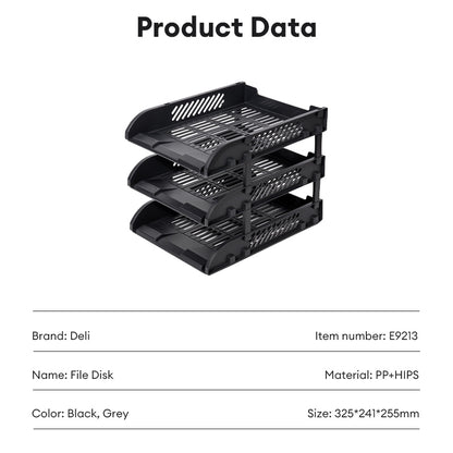 Deli 2-3 Layer A4 Paper File Holder Storage Box -Office Stationery Organizer