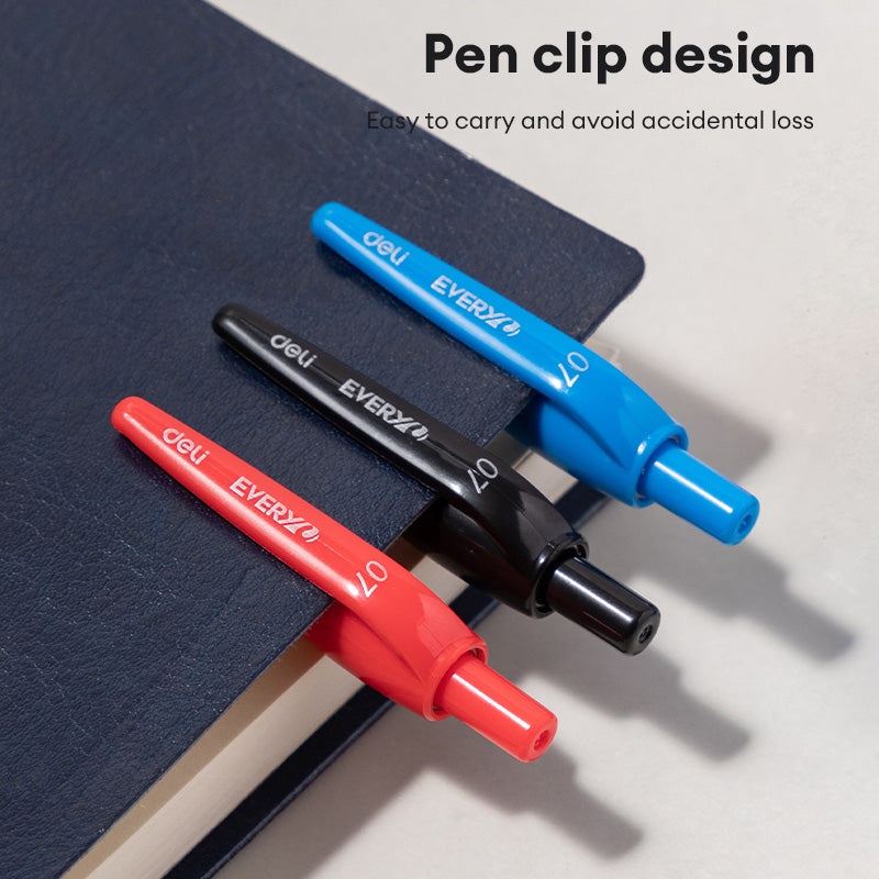 Deli 0.7mm Push Ballpoint Pen-ballpoint Pen Bullet Tip EQ60