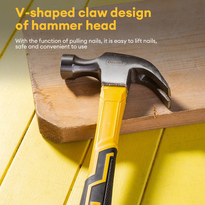 Deli Tools 16Oz Hammer Claw Heavy Duty Handle Non Slip Durable Portable Mallet Multi-function