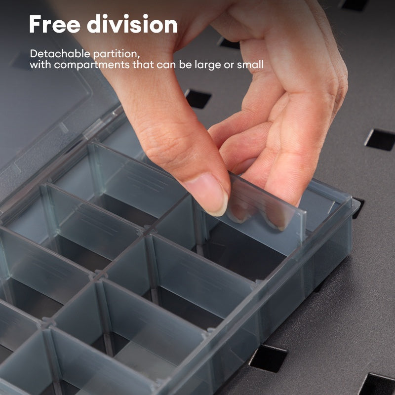 Deli Tools Black 10 Grids Parts Boxes Detachable Grid Storage Box Compartment PP Plastic Organizer