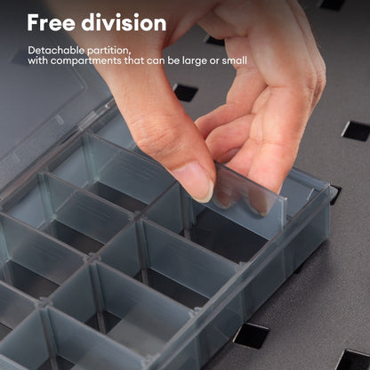 Deli Tools Black 10 Grids Parts Boxes Detachable Grid Storage Box Compartment PP Plastic Organizer