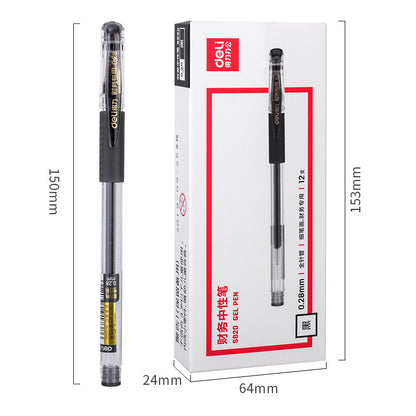Deli 0.28mm Gel Pen Ballpen Full Needle Tube 12pc S820