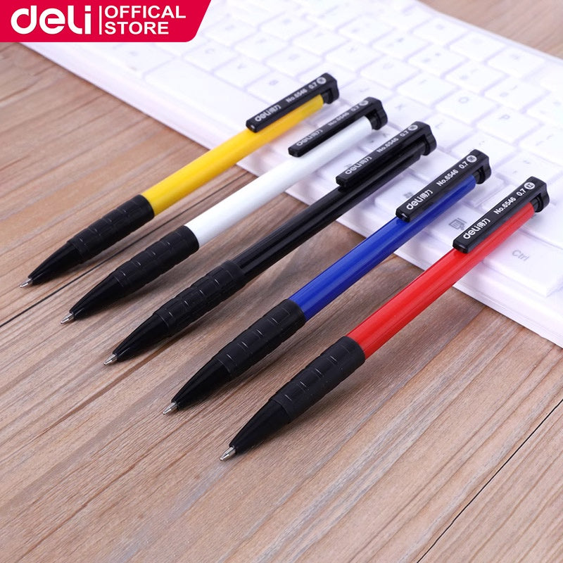 Deli Ballpoint Pen 0.7mm Smooth Writing Ballpen Black/Blue/Red Color Office Pens 6546