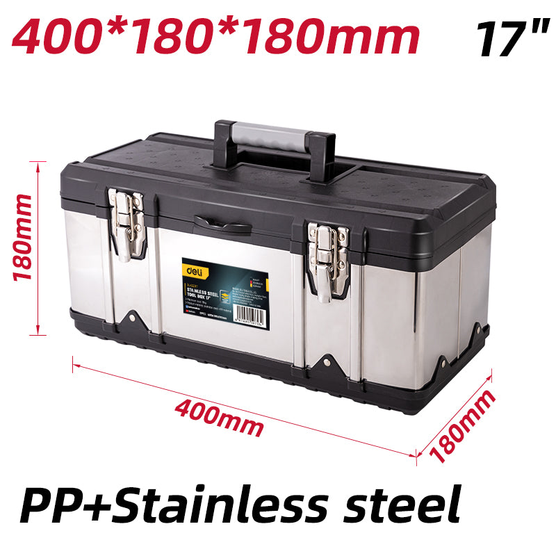 Deli Tool Storage Box 17/20inch Multi-layer Stainless Portable Heavy Duty Tool Box Organizer