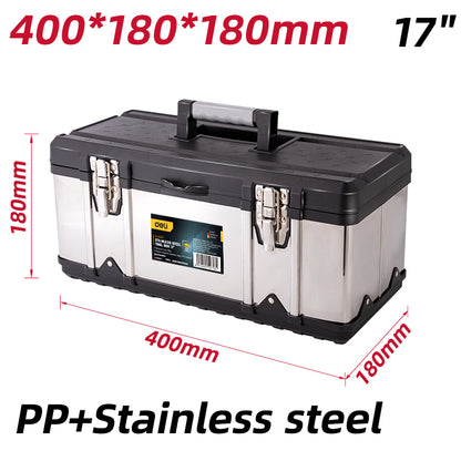 Deli Tool Storage Box 17/20inch Multi-layer Stainless Portable Heavy Duty Tool Box Organizer