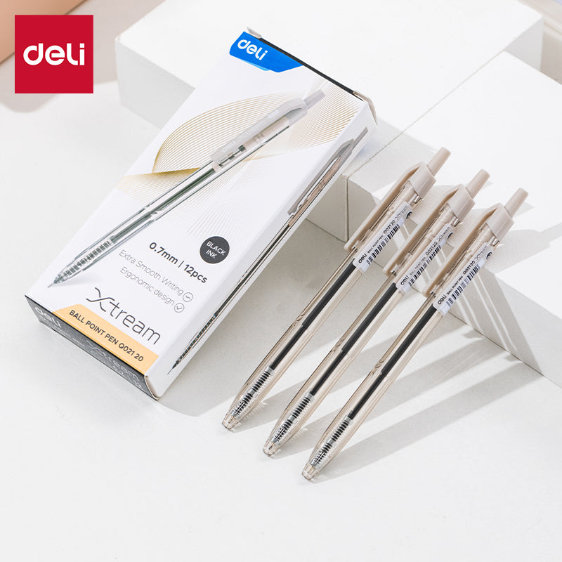 Deli 12Pcs Gel Pen 0.7mm Large-capacity Blue/Black Ink Press Ballpen Student Writing Stationery