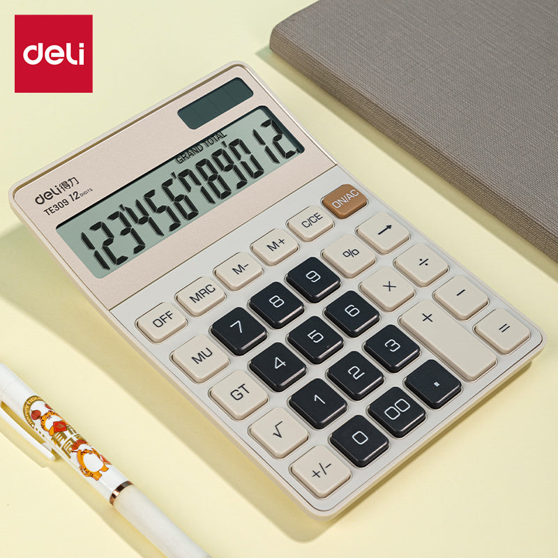 Deli 12 Digits Big Display Electronic Desktop Calculator Financial Office Computer Calculators TE309