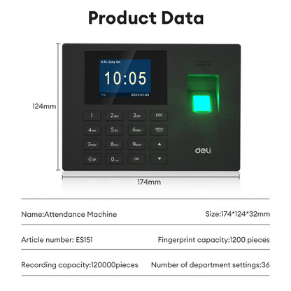 Deli Fingerprint Time Clock