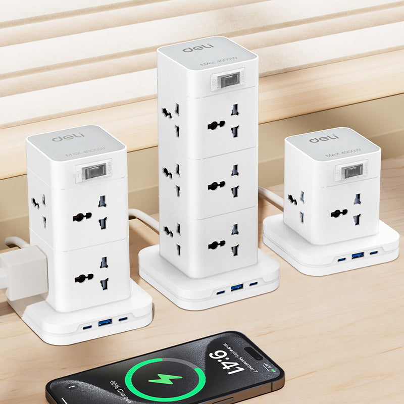 Deli Power Tower Fast Charge – Multi Plug for Home & Desk