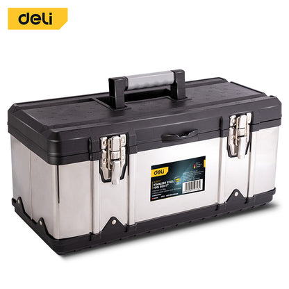 Deli Tool Storage Box 17/20inch Multi-layer Stainless Portable Heavy Duty Tool Box Organizer