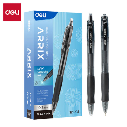 Deli 0.7mm Press Ballpen Black/Blue Ballpoint Pen For Writing Office School Supplies EQ17