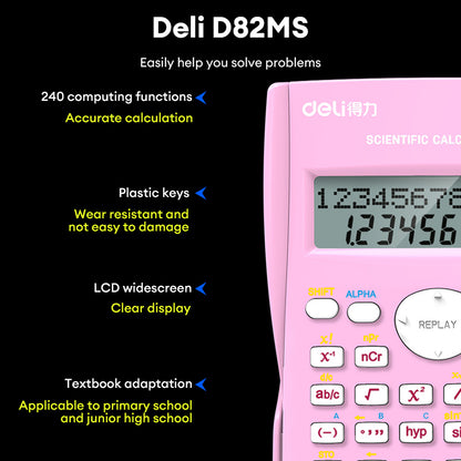 Deli D82MS Scientific Calculator – 240 Functions with Protective Cover