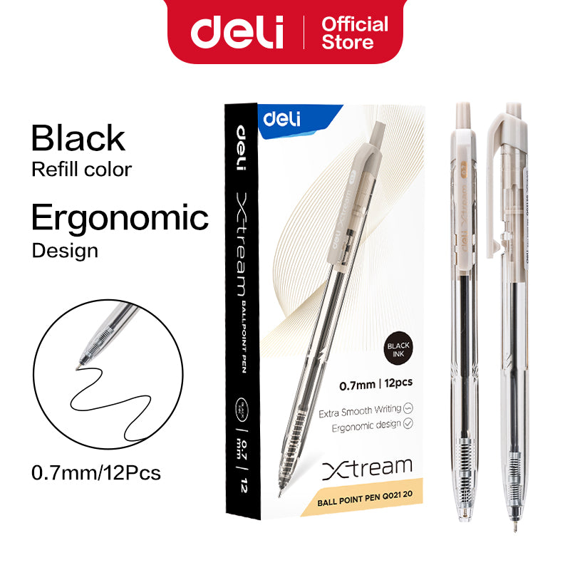 Deli 12Pcs Gel Pen 0.7mm Large-capacity Blue/Black Ink Press Ballpen Student Writing Stationery