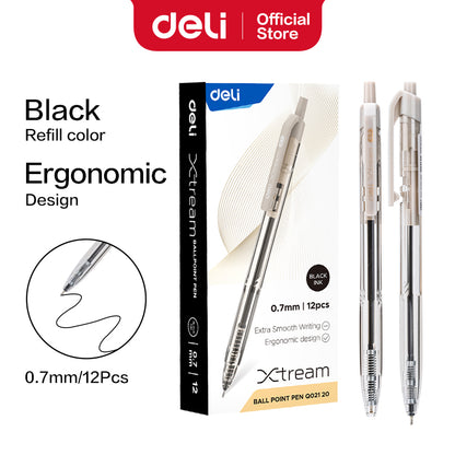 Deli 12Pcs Gel Pen 0.7mm Large-capacity Blue/Black Ink Press Ballpen Student Writing Stationery
