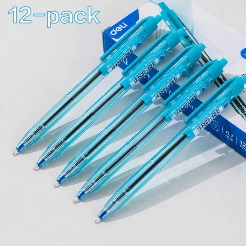 Deli 12Pcs Gel Pen 0.7mm Large-capacity Blue/Black Ink Press Ballpen Student Writing Stationery