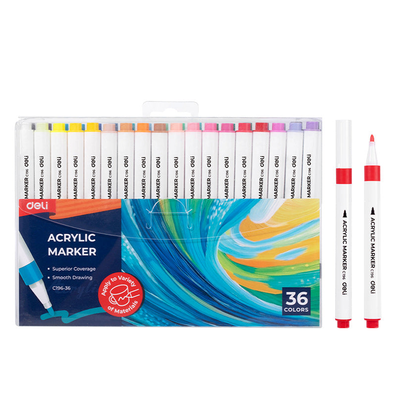 Deli Acrylic Marker Set – Multi-Surface Color Paint Pens