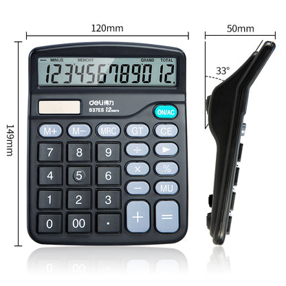 Deli 837ES Portable Desktop Electronic Calculator |12-Digit Large LCD Display Scientific Calculator
