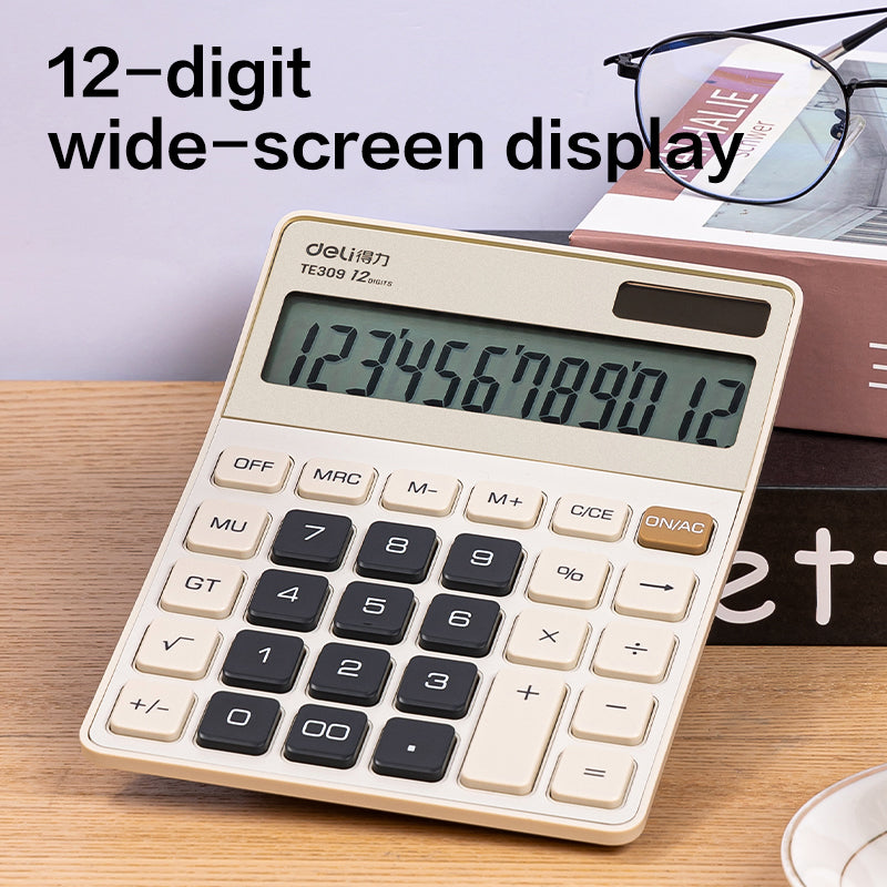 Deli 12 Digits Big Display Electronic Desktop Calculator Financial Office Computer Calculators TE309