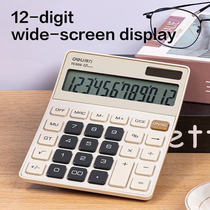 Deli 12 Digits Big Display Electronic Desktop Calculator Financial Office Computer Calculators TE309