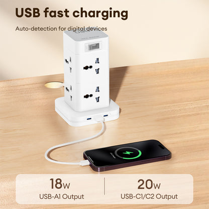 Deli Power Tower Fast Charge – Multi Plug for Home & Desk