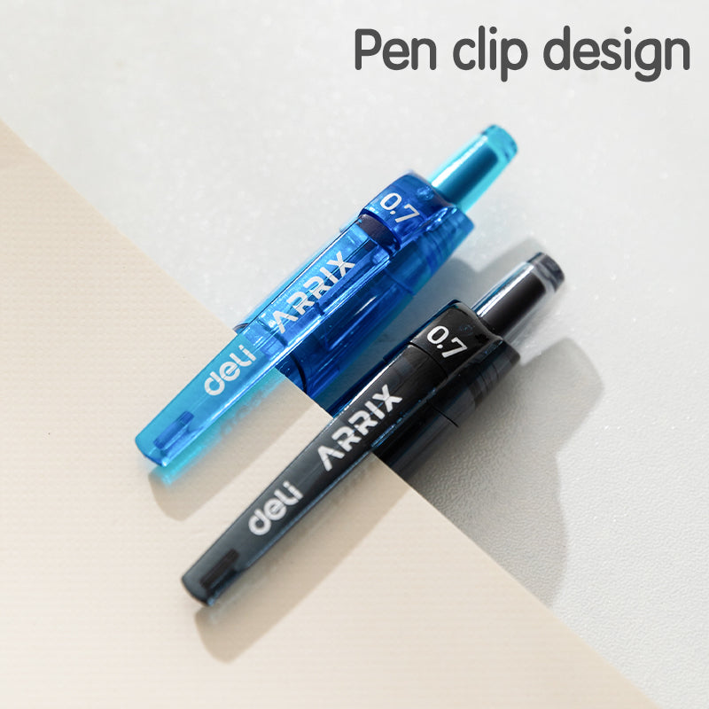 Deli 0.7mm Press Ballpen Black/Blue Ballpoint Pen For Writing Office School Supplies EQ17