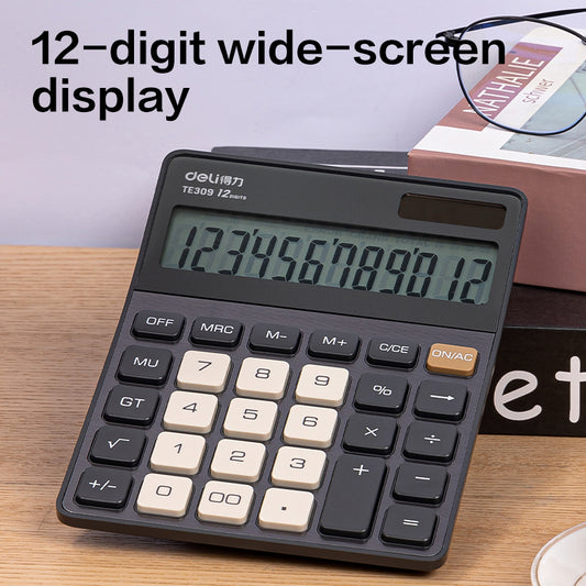 Deli 12 Digits Big Display Electronic Desktop Calculator Financial Office Computer Calculators TE309