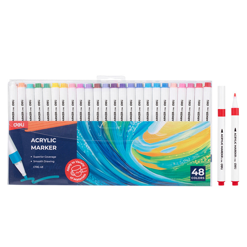 Deli Acrylic Marker Set – Multi-Surface Color Paint Pens