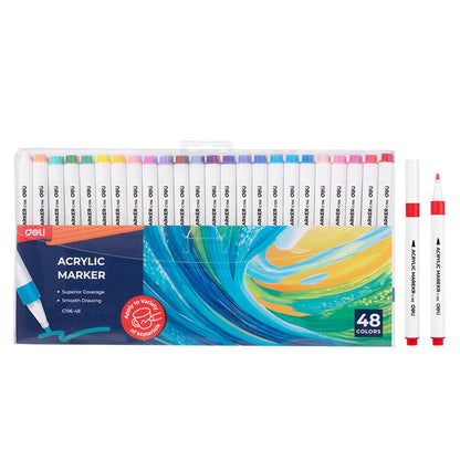Deli Acrylic Marker Set – Multi-Surface Color Paint Pens