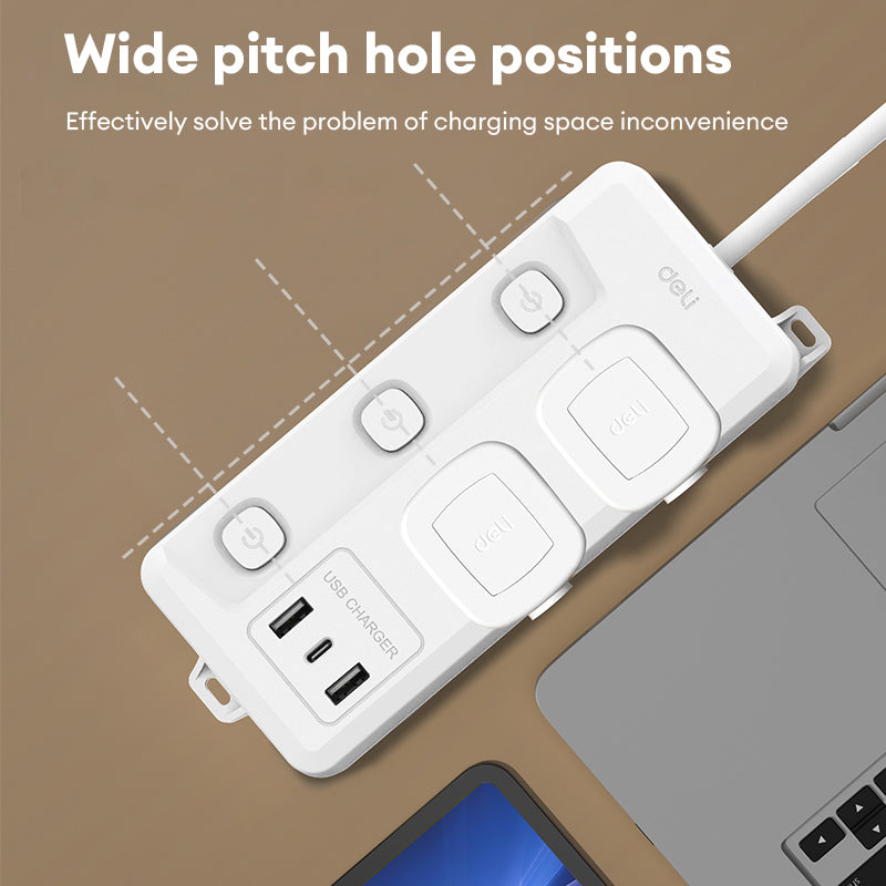Deli Safe Power Strip with USB Fast Charging